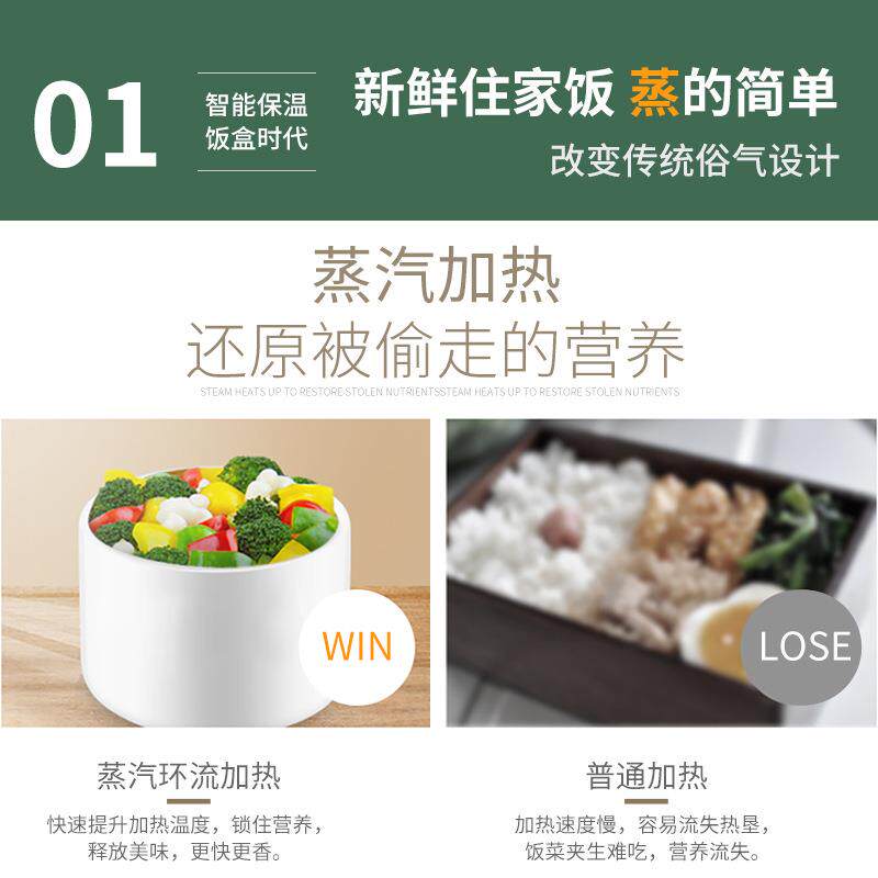 便捷式家用电热饭盒迷你车载插电加热餐盒无水加热不锈钢保温饭盒