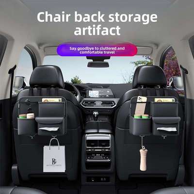 Car Chair Storage Bag - Rear Chair Organizer with TissueMore