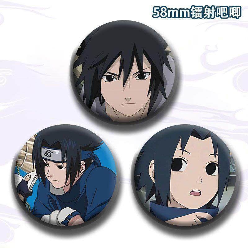 宇智波佐助镭射吧唧谷子火影忍者徽章二次元胸针书包装饰挂件礼物