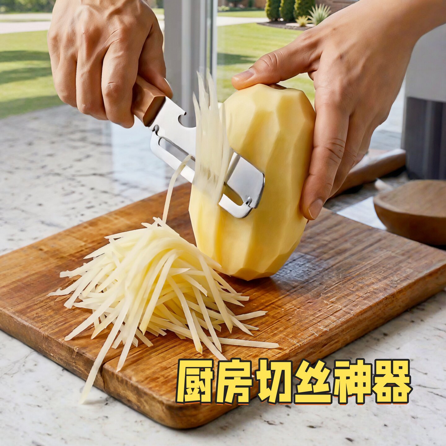 切丝二合一多功能削皮刀家用厨房加厚切水果切葱神器不锈钢防伤手