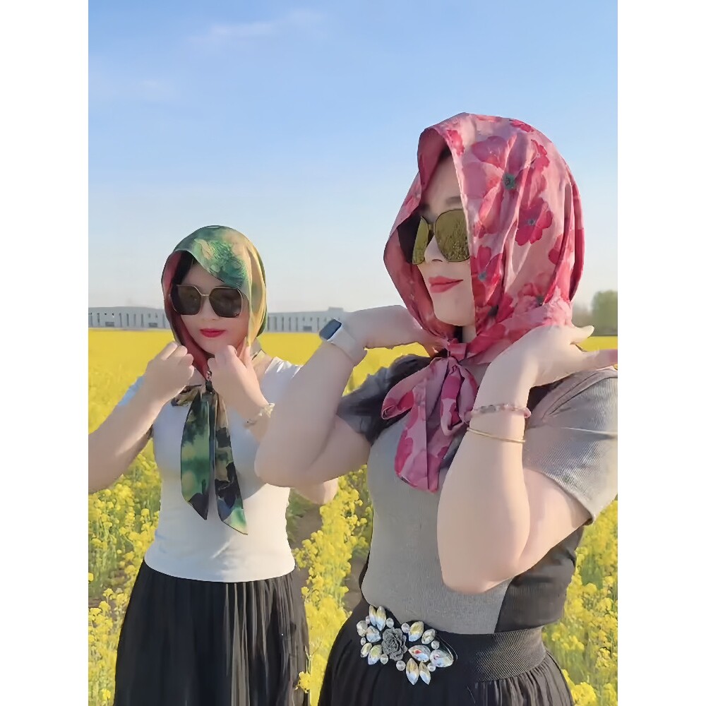 防晒包头丝巾帽女士夏天防紫外线遮阳帽休闲时尚大头围户外头巾帽