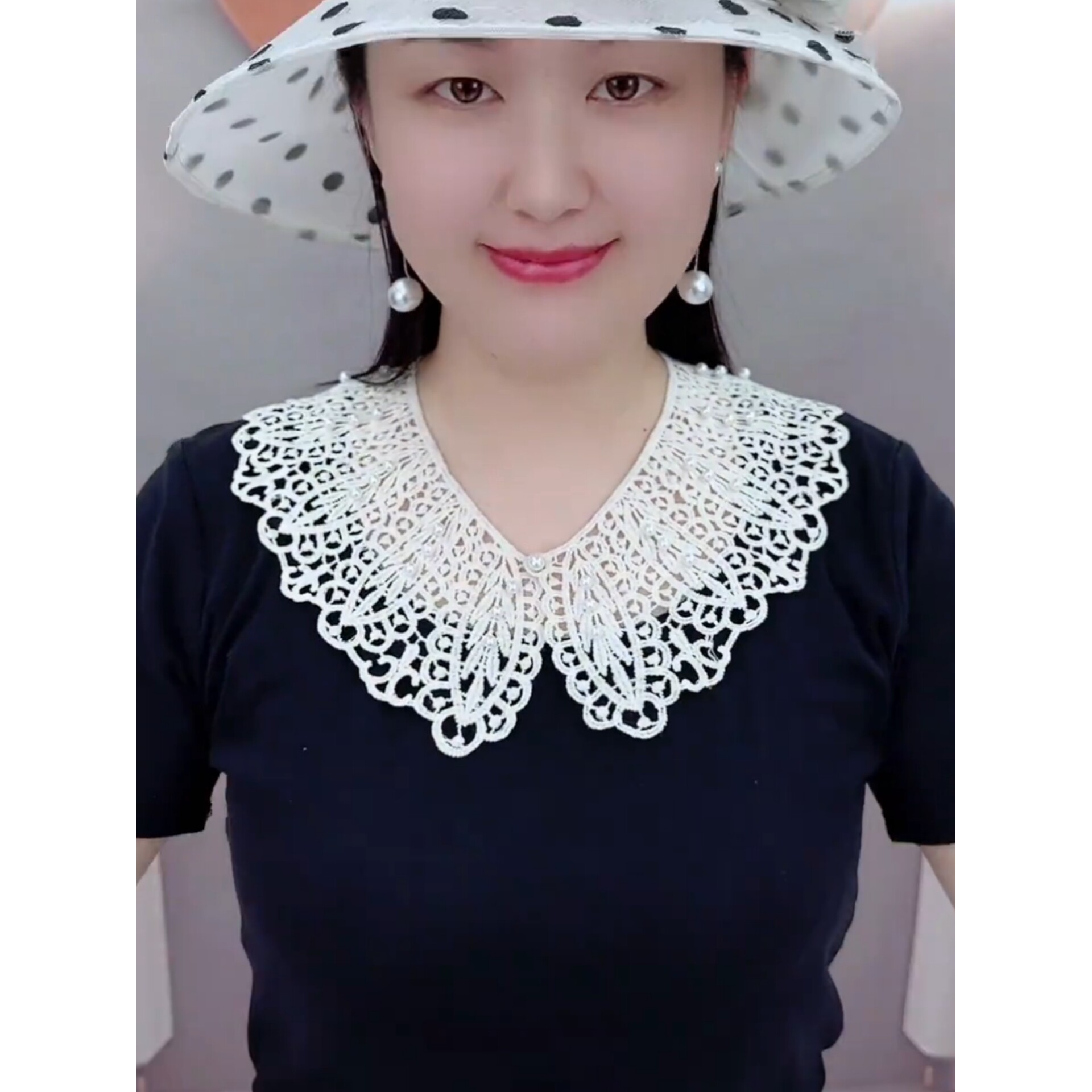 假领子夏季薄款防晒镂空珍珠衣领韩版蕾丝披肩女百搭娃娃领配裙子