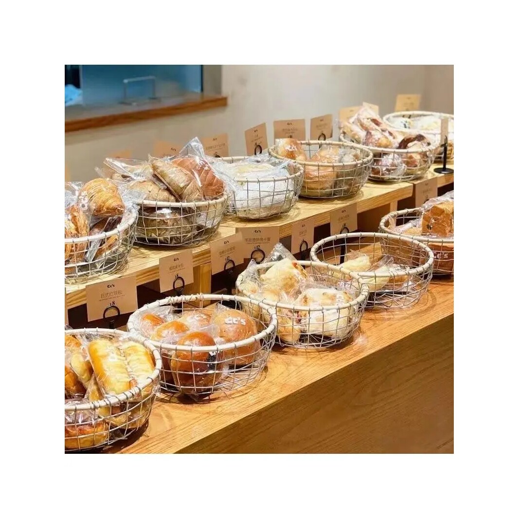 北欧风粗犷铁艺铁丝编织杂物零食桌面鸡蛋筐面包店蔬菜水果收纳篮