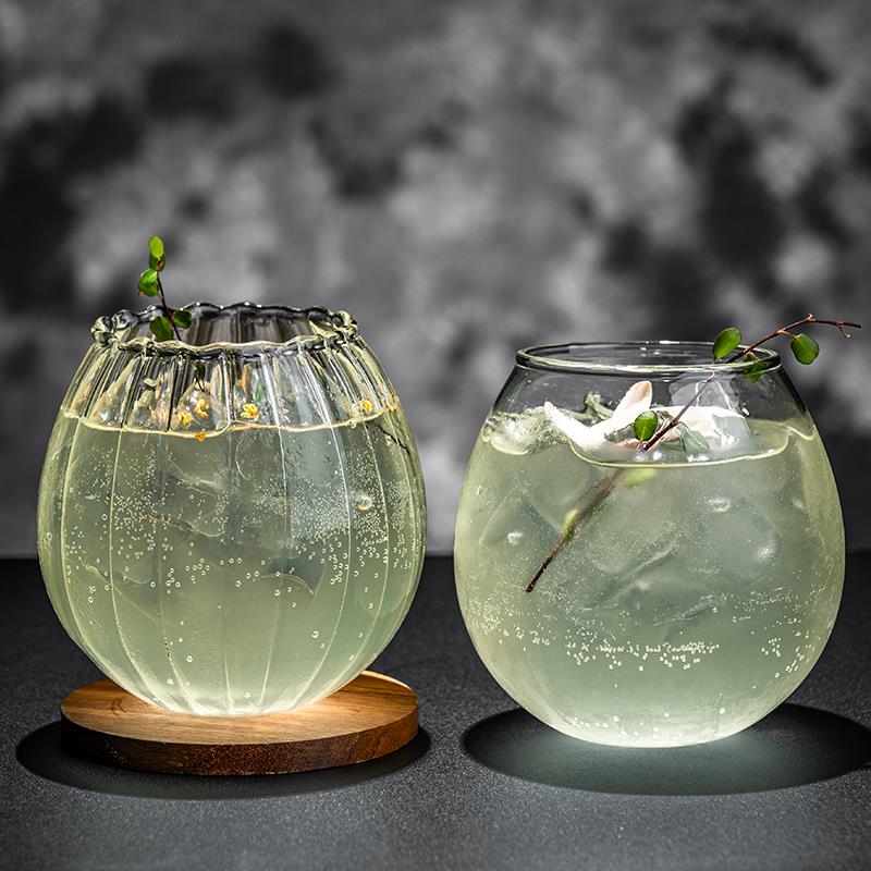 RM03创意圆球鸡尾酒杯气泡水杯玻璃果汁杯冷饮杯月球杯酒吧调酒杯