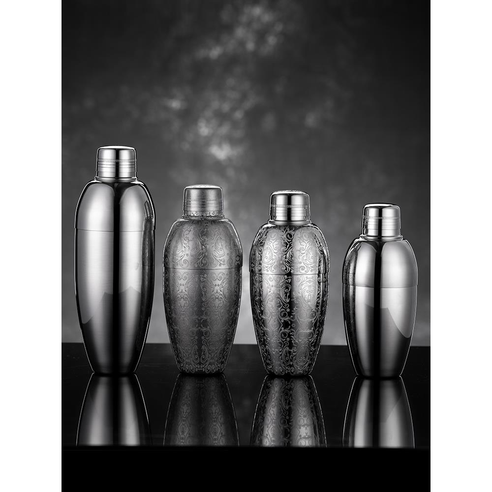 蚀刻波士顿调酒器 不锈钢摇酒壶酒吧调酒工具鸡尾酒shake杯雪克壶