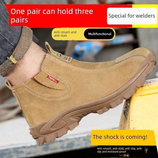 焊工麂皮男劳保鞋，透气钢板鞋头，耐磨，厚底，防摔防刺工地便鞋,居家日用,防护鞋,淘宝优惠券,粉丝福利购,淘宝优惠卷