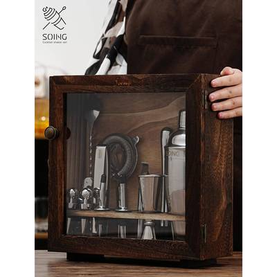 SOING调酒器套装304不锈钢雪克壶酒吧调酒工具全套木盒防尘好收纳