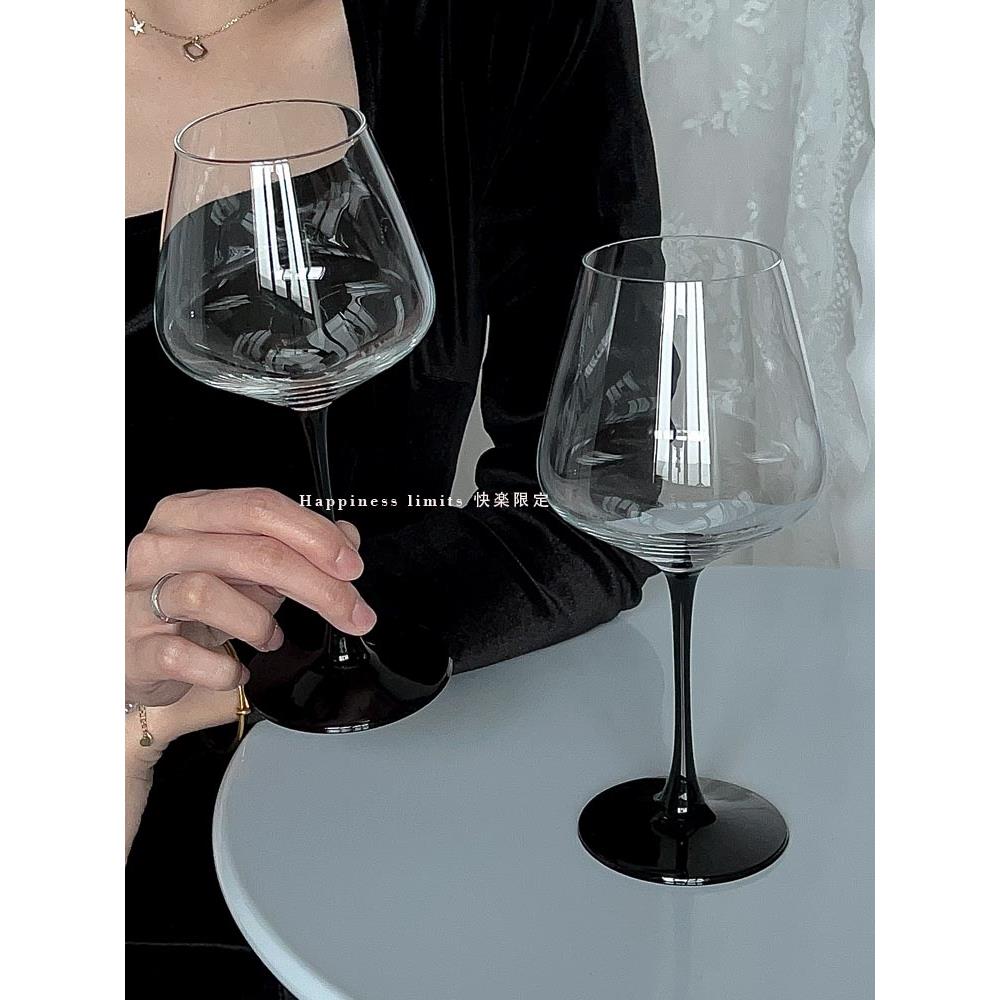 欧式ins风勃艮第红酒杯高级感复古高脚杯玻璃杯葡萄酒杯香槟杯子