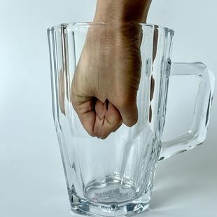 750ml超大号玻璃杯透明带把家用水杯耐热泡茶杯加厚啤酒杯扎啤杯