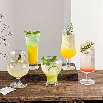 饮品杯饮料杯鸡尾酒杯果茶杯子家用ins风网红果汁杯玻璃杯奶茶杯