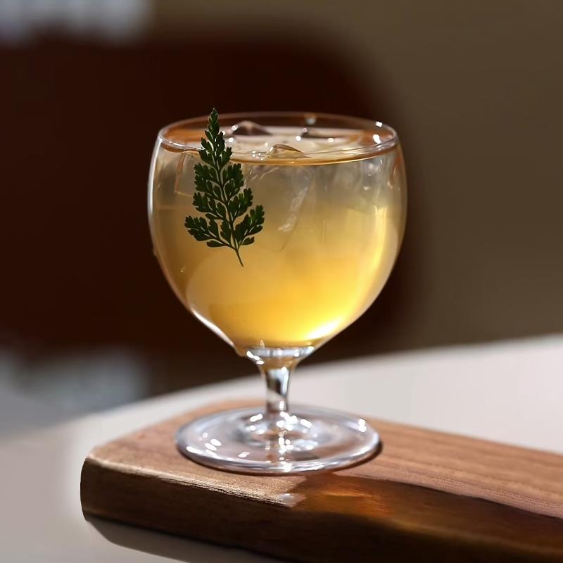 复古简约风咖啡杯冰美式拿铁杯矮脚玻璃果汁杯特调饮品杯鸡尾酒杯