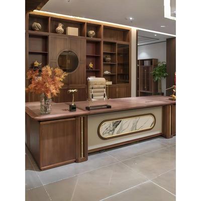 新中式实木办公桌老板桌高端乌金木总裁桌大班台经理办公室桌椅