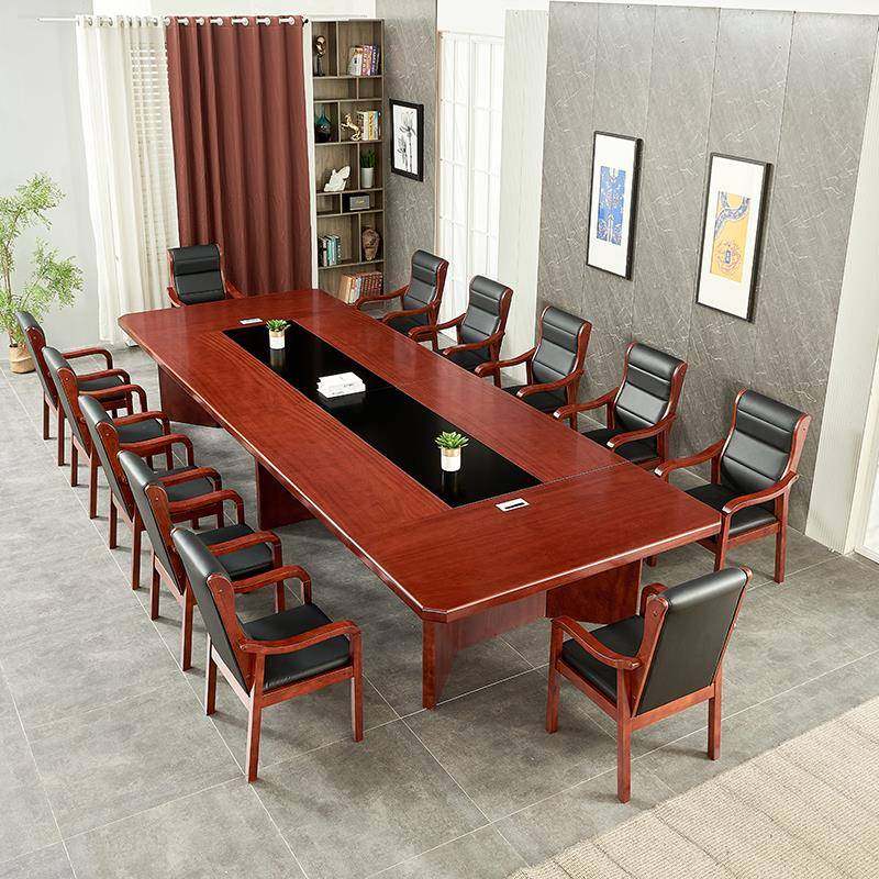 大型会议桌开会桌简约现代长条桌实木皮公司培训桌会议室桌椅组合