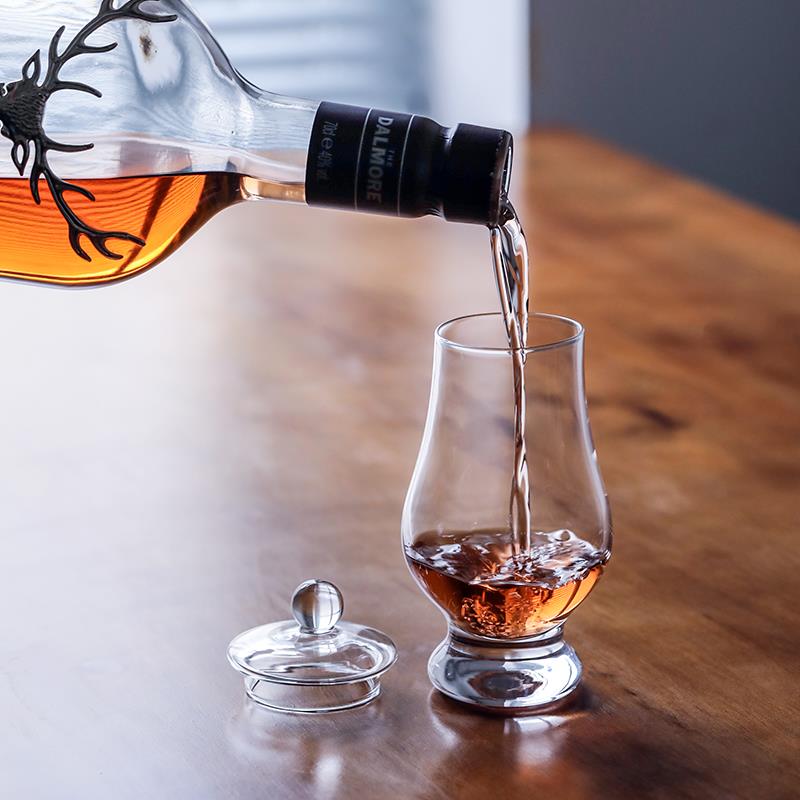 高端商用创意威士忌标准杯 专业品鉴威士忌酒杯套装 玻璃杯带盖子