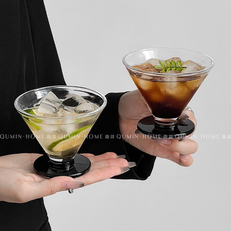 ins风冰美式咖啡杯玻璃杯拿铁杯冷饮果汁杯鸡尾酒杯饮品杯阔口杯