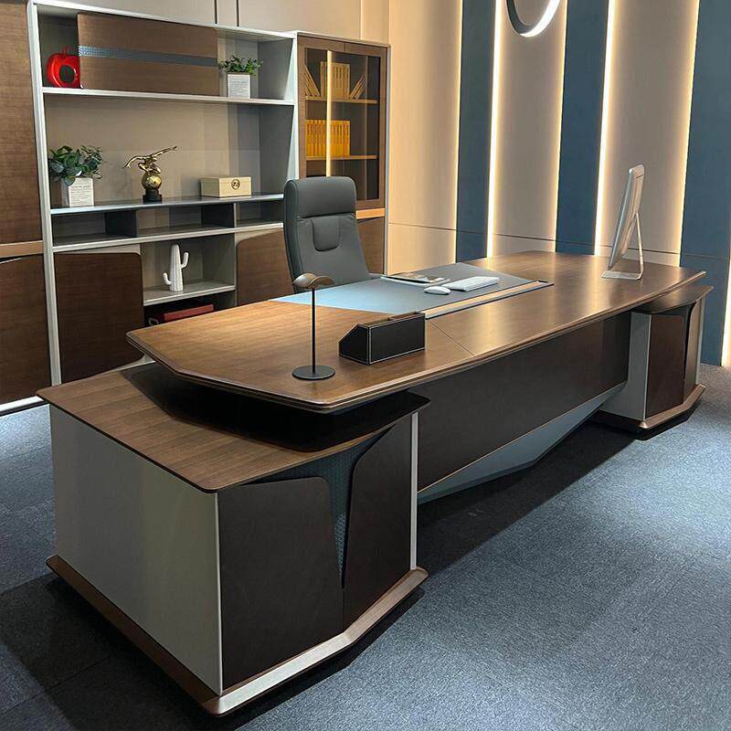 新中式办公桌老板桌2025新款实木大班台轻奢现代家用胡桃木总裁桌