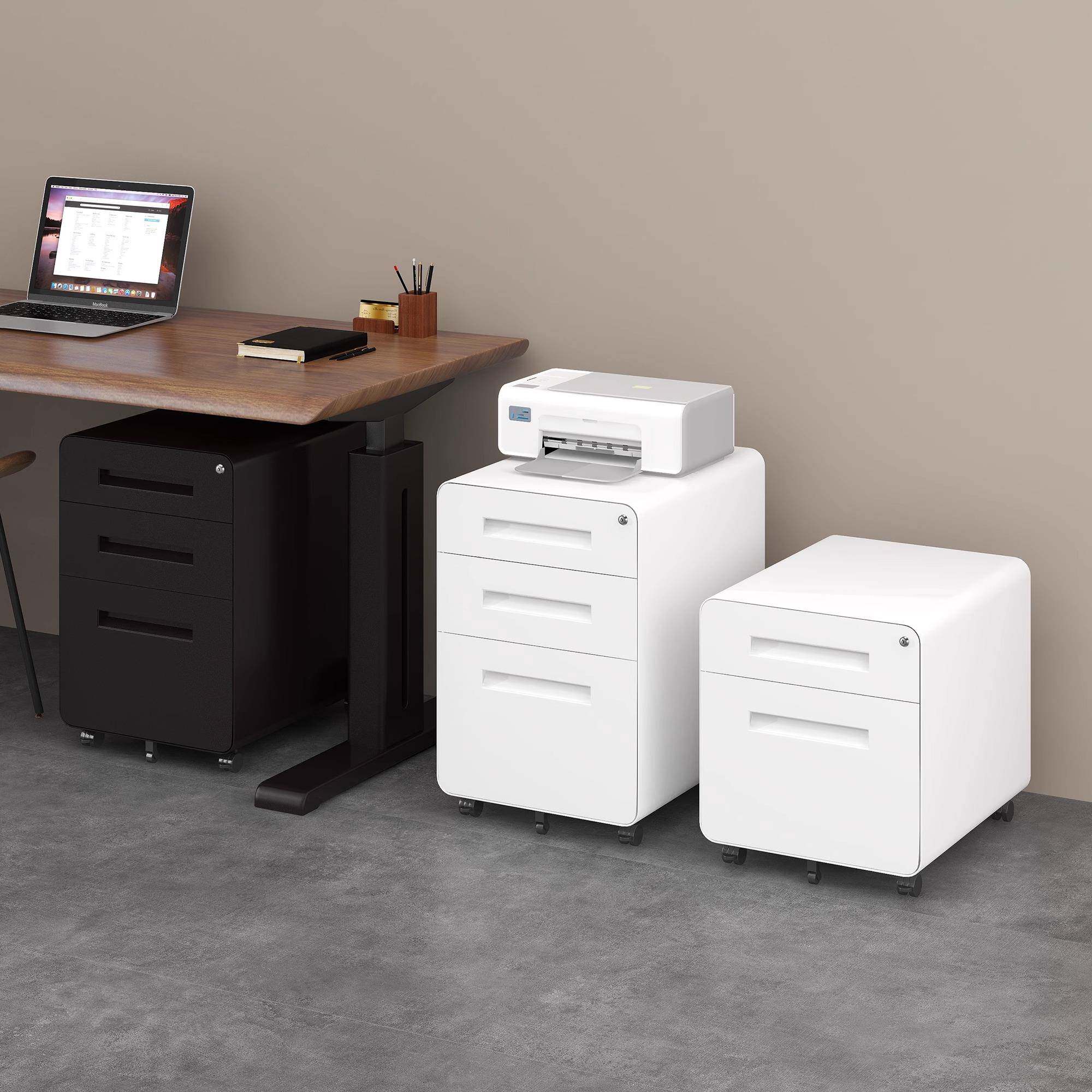 活动柜办公桌边打印机柜抽屉柜移动矮柜带锁钢制文件柜桌下小柜子