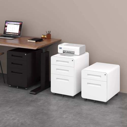 活动柜办公桌边打印机柜抽屉柜移动矮柜带锁钢制文件柜桌下小柜子