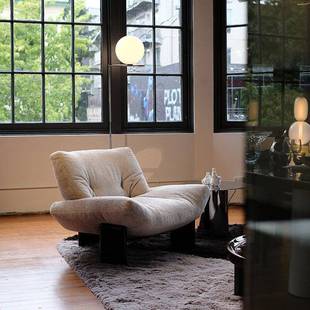 意式轻奢沙发椅Emmi埃米棉麻布艺休闲单人椅白蜡木洽谈椅客厅卧室