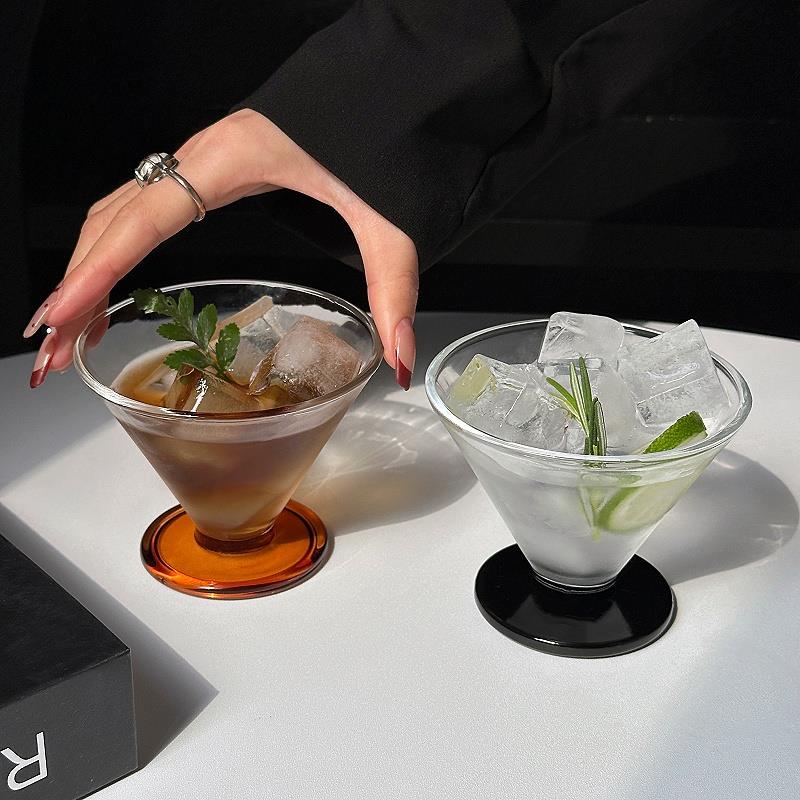 高颜值小众设计冰美式咖啡杯玻璃杯法式中古香槟杯高级冰淇淋杯子