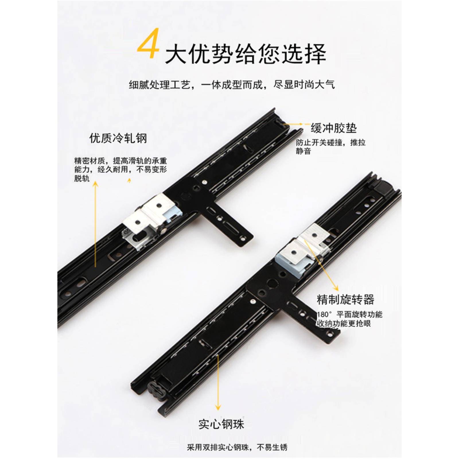 加厚三节推拉镜轨道衣柜镜子旋转折叠滑轨穿衣镜侧拉导轨衣橱配件