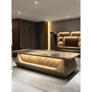 新中式办公室实木大板桌办公桌领导老总纯实木大班台老板桌带侧柜