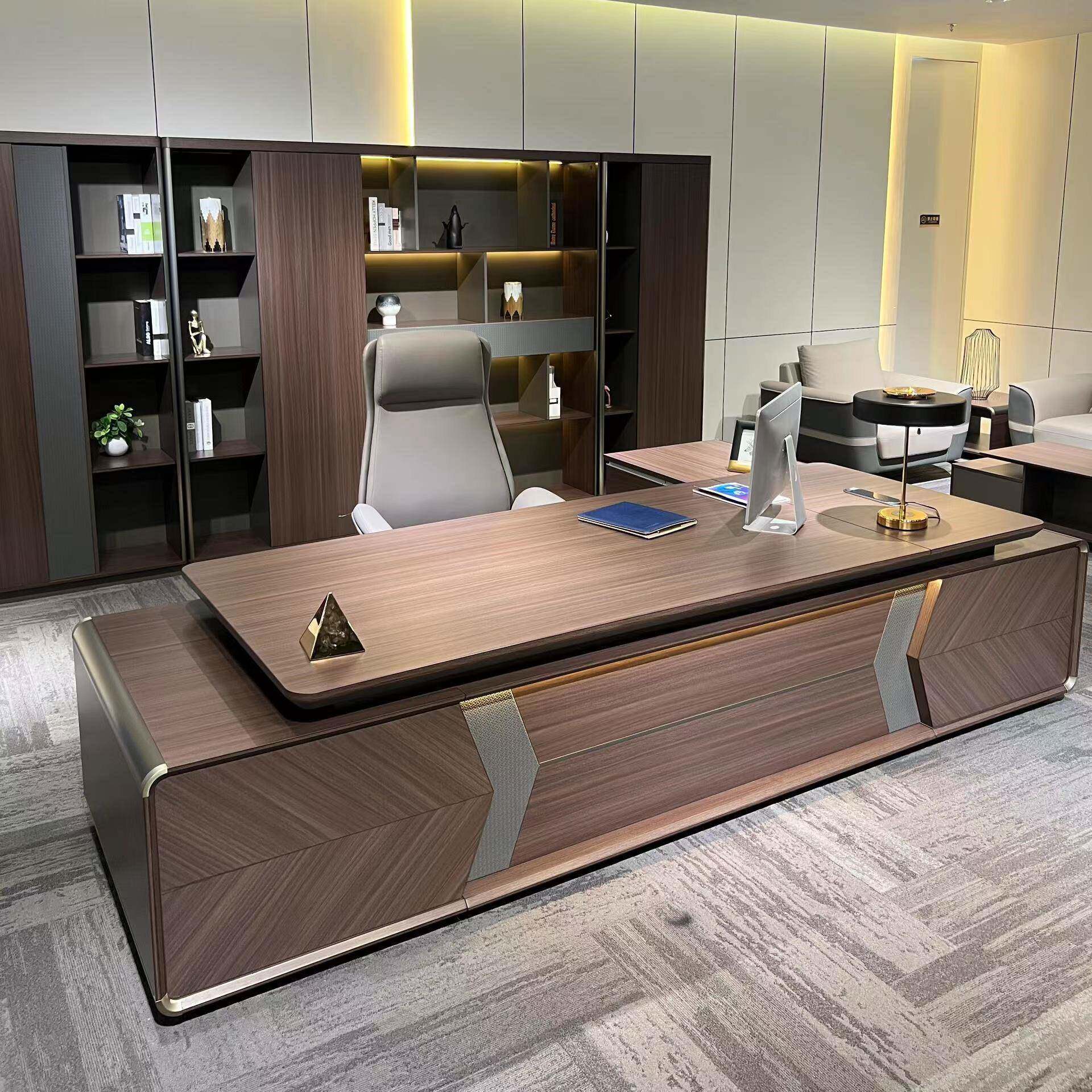 新中式实木老板桌大班台简约现代总裁桌商务董事长办公室经理桌