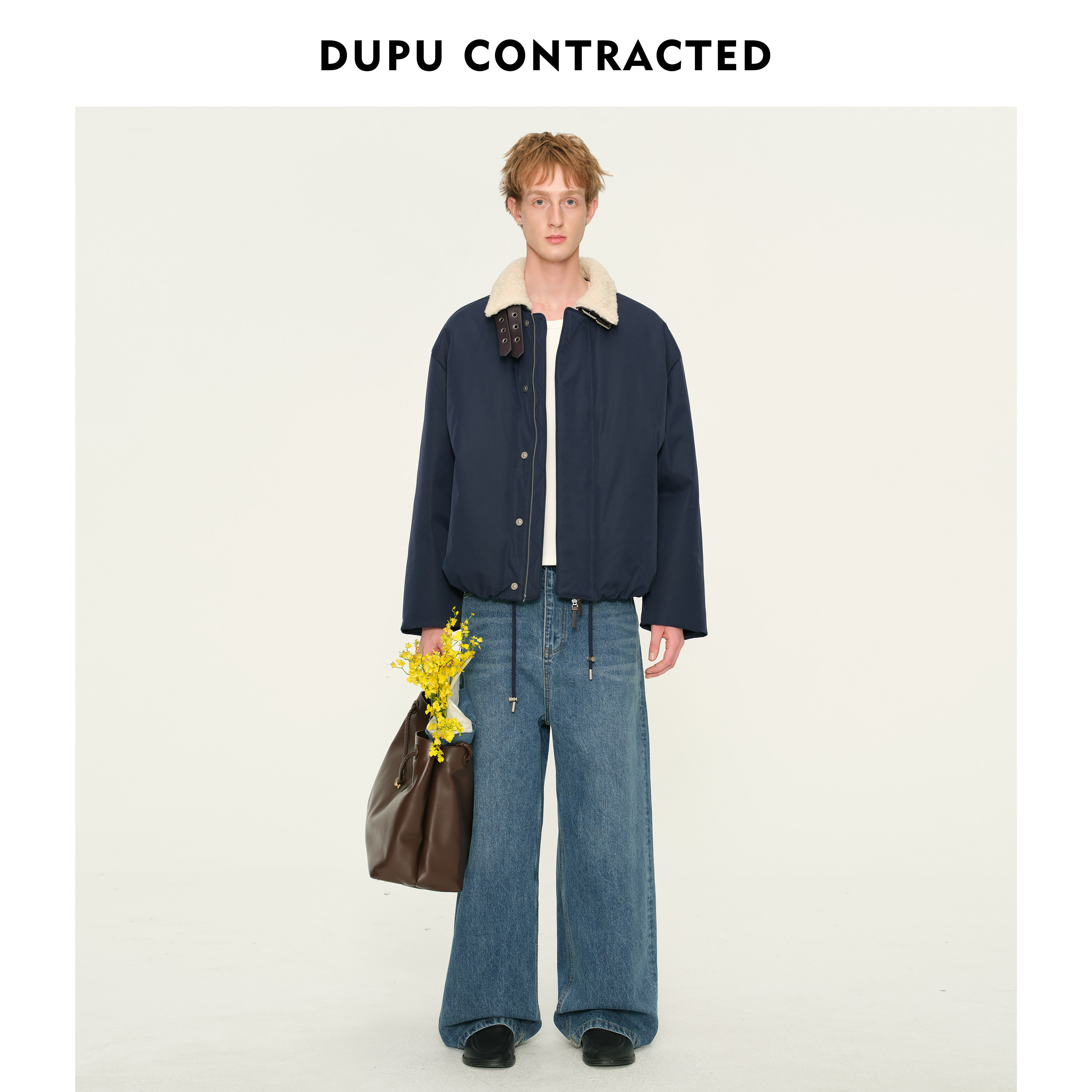DUPU杜朴 冬日羊羔毛领鹅绒服 可拆卸领白鹅绒羽绒服【路博系列