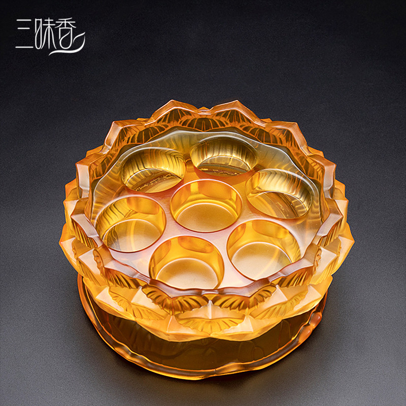 琉璃莲花酥油灯灯座七星烛台家用供佛用蜡烛台佛前供灯佛堂