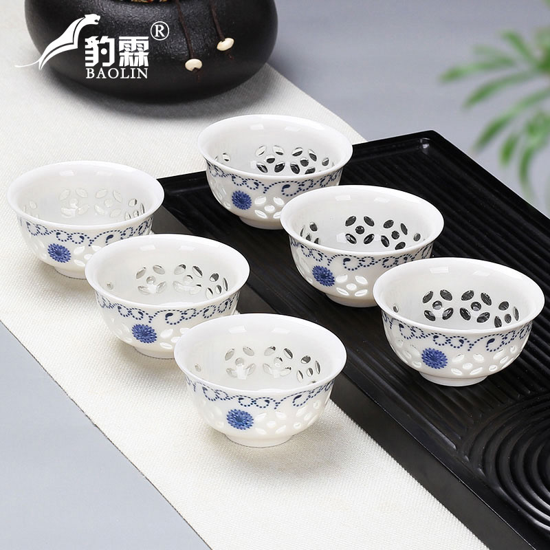 透明功夫小茶杯陶瓷茶盏茶碗家用单个紫砂主人杯泡茶茶具玻璃