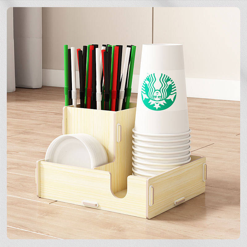 一次性纸杯吸管收纳盒奶茶店吧台杯架胶囊咖啡饮料茶包置物放