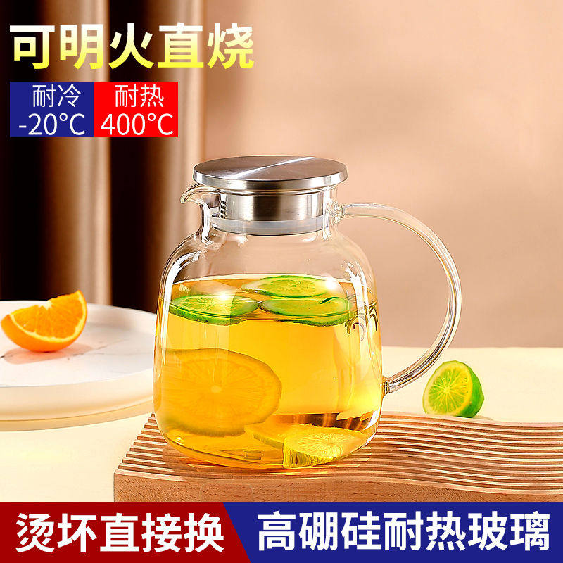 冰箱冷水壶玻璃水壶耐高温凉水壶夏季家用大容量凉水杯套装防炸裂