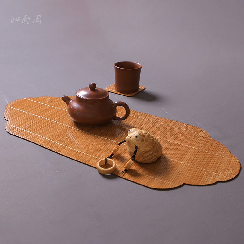 双面可用竹制茶席隔热垫中式禅意干泡茶具配件防水麻布茶杯垫