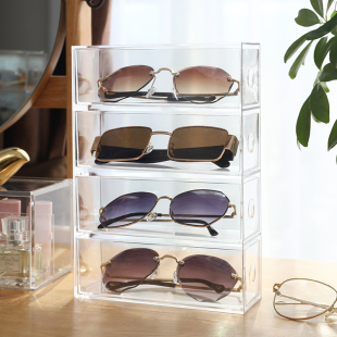 墨镜盒子防压透明装放隐形眼镜收纳盒儿童宝宝展示架大号便携高级
