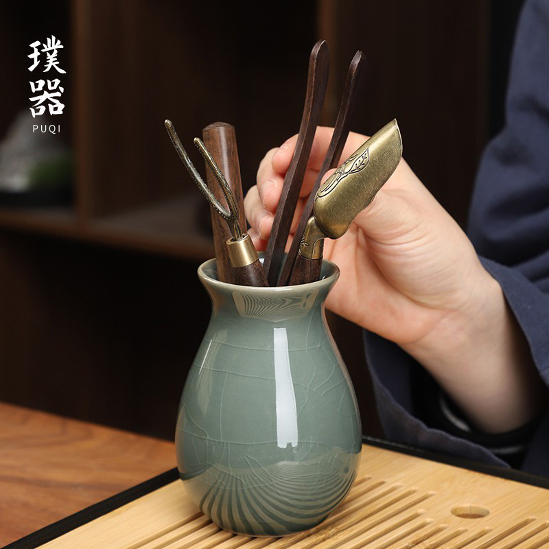 哥窑茶道六君子套装功夫茶具配件大全整套泡茶工具茶艺茶夹茶针刀