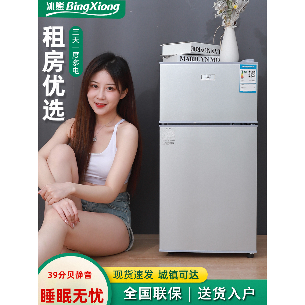 冰熊小冰箱家用小型宿舍租房用冷冻冷藏迷你双开门电冰箱一级节能