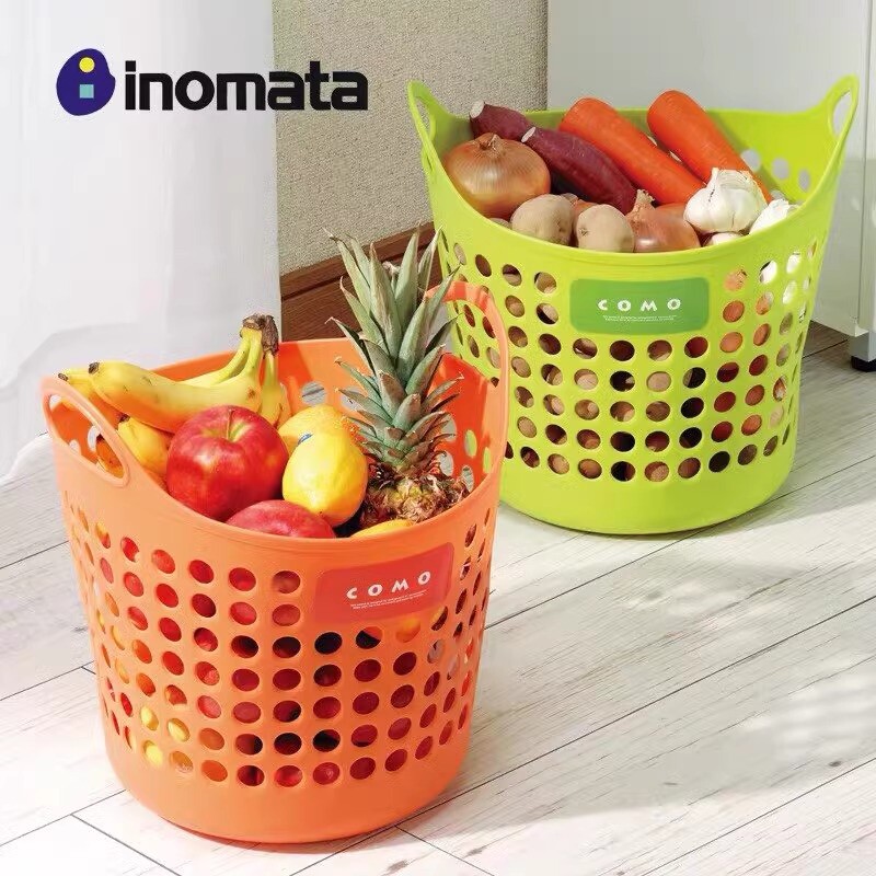 两件日本inomata脏衣篮子塑料衣服收纳筐洗衣框玩具篓杂物收纳桶