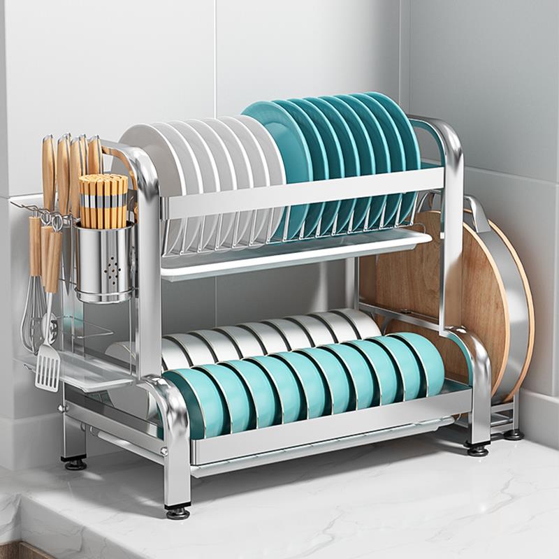304不锈钢厨房碗架沥水架碗筷盘碟收纳置物架家用多功能台面