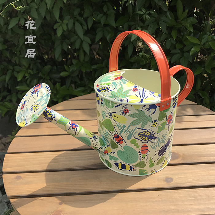 北欧家用中号洒水壶花园铁质印花浇花壶浇菜壶浇水壶园艺轻奢