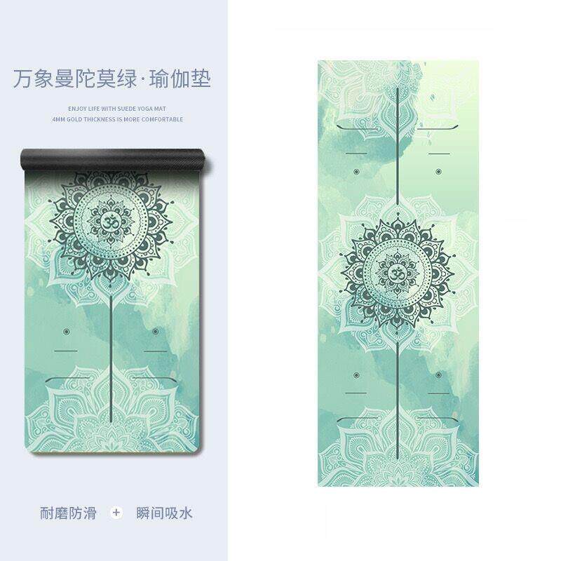 PU橡胶彩印瑜伽垫防滑健身垫曼陀罗体位线款印花垫可来图定做