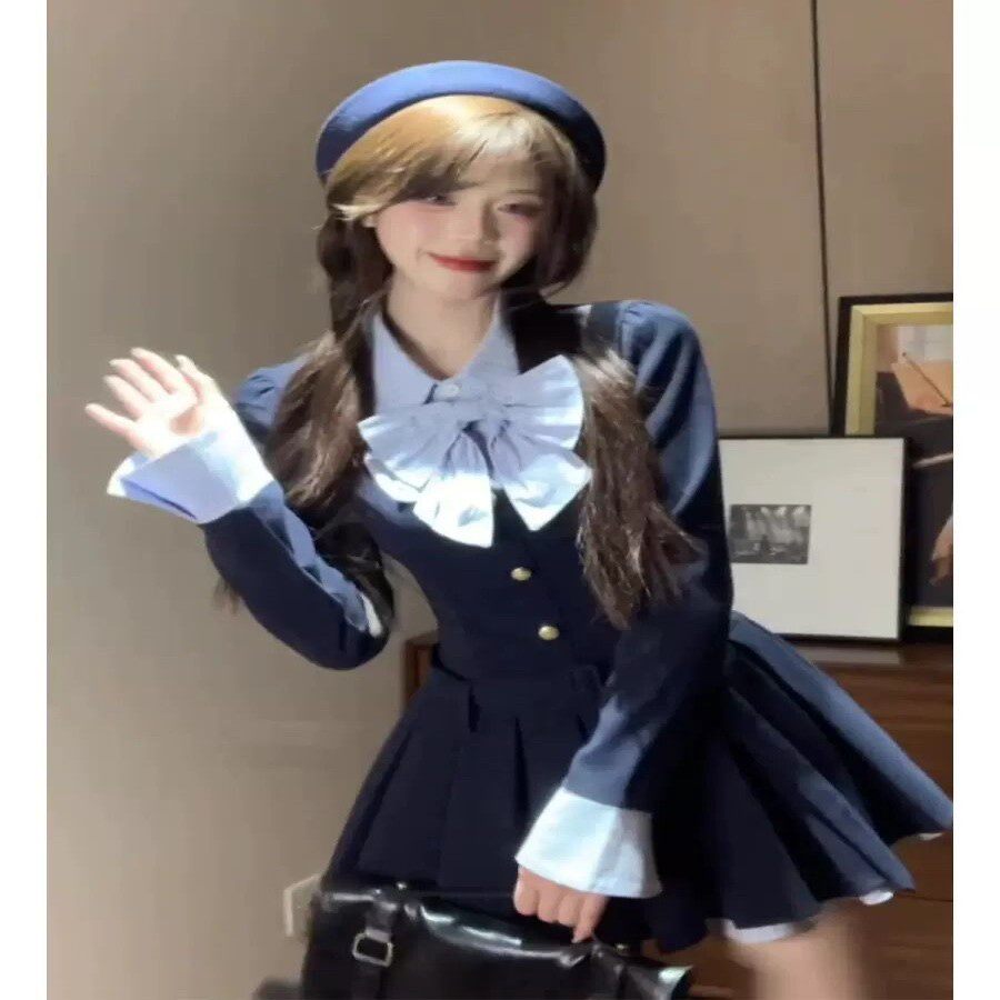 秋冬新款法式优雅气质名媛风精致时尚收腰显瘦长袖连衣裙短裙女仙