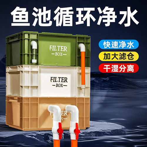 鱼缸过滤器周转箱轻音上置滴流盒庭院鱼池净水循环系统外置过滤桶