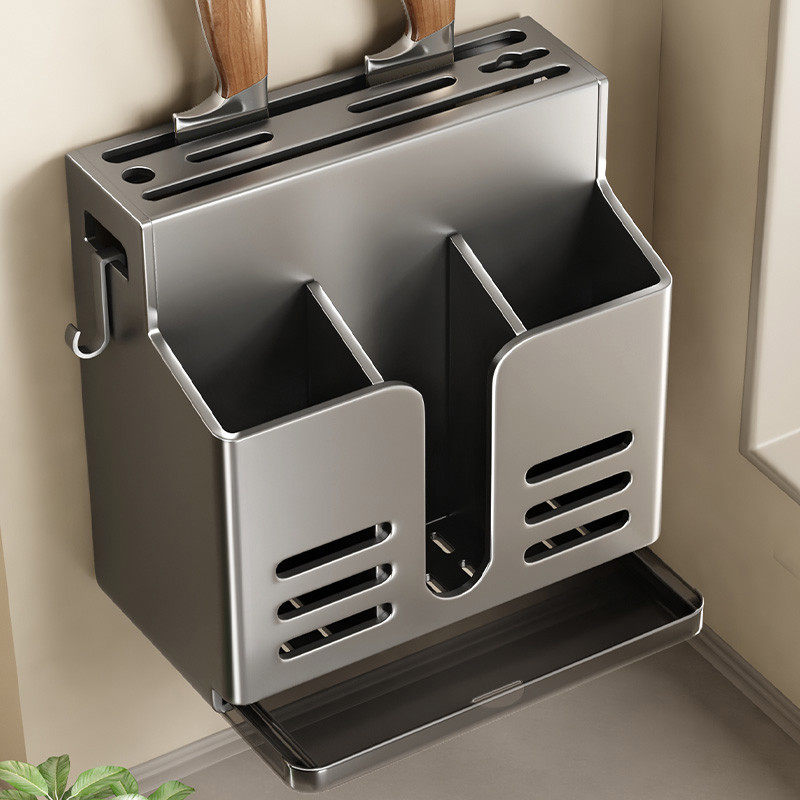 厨房刀架置物架不锈钢放菜刀筷子筒多功能台面壁挂刀具一体收纳架