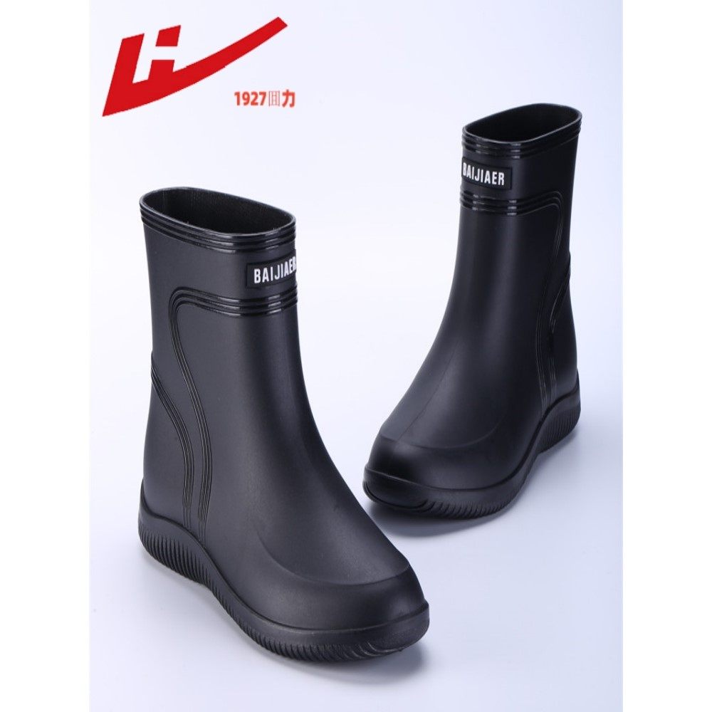 品牌雨鞋男士中筒水鞋防水防滑胶鞋厨房外卖骑手专用套鞋加绒雨靴