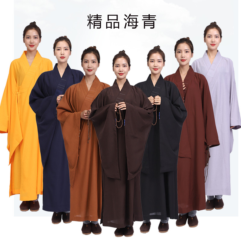 高档海青居士服女款法会加肥海清和尚衣服僧服僧衣袈裟咖啡色黑色