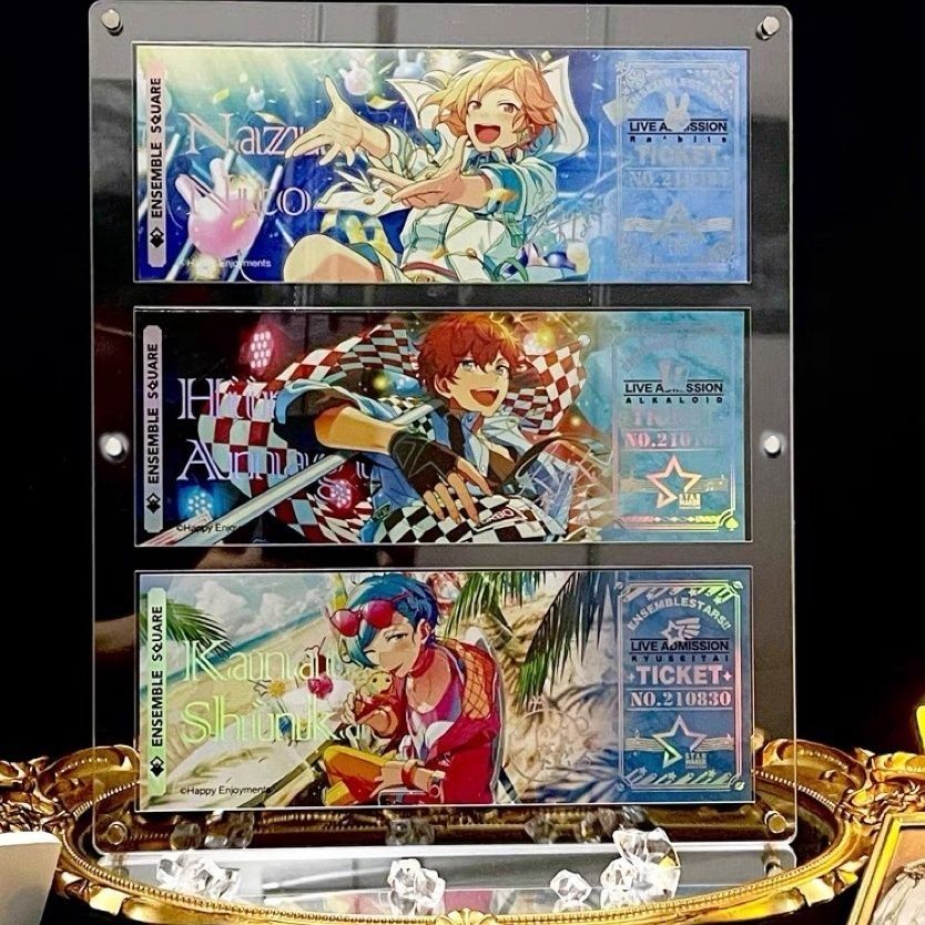 镭射票展示框专用透明亚克力相框谷美带凹槽架防尘收纳盒ins