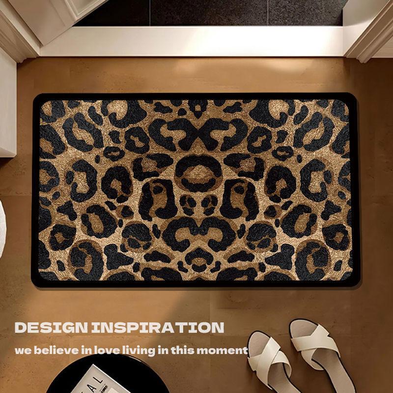 新款豹纹硅藻泥地垫卫生间门口耐脏免洗家用浴室吸水速干防滑