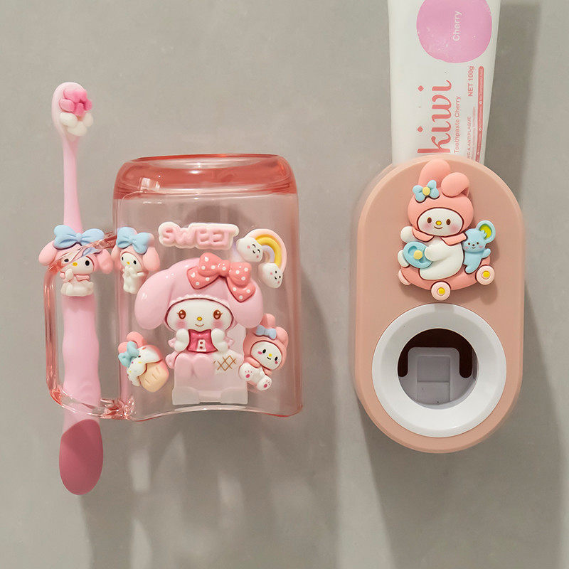 女孩三丽鸥儿童漱口杯杯子置物架刷牙杯宝宝洗漱牙刷牙杯壁挂牙缸