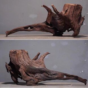 30-40缸鱼缸造景枯木南美寄居蟹龟沉木一体天然紫柚木拱桥造景