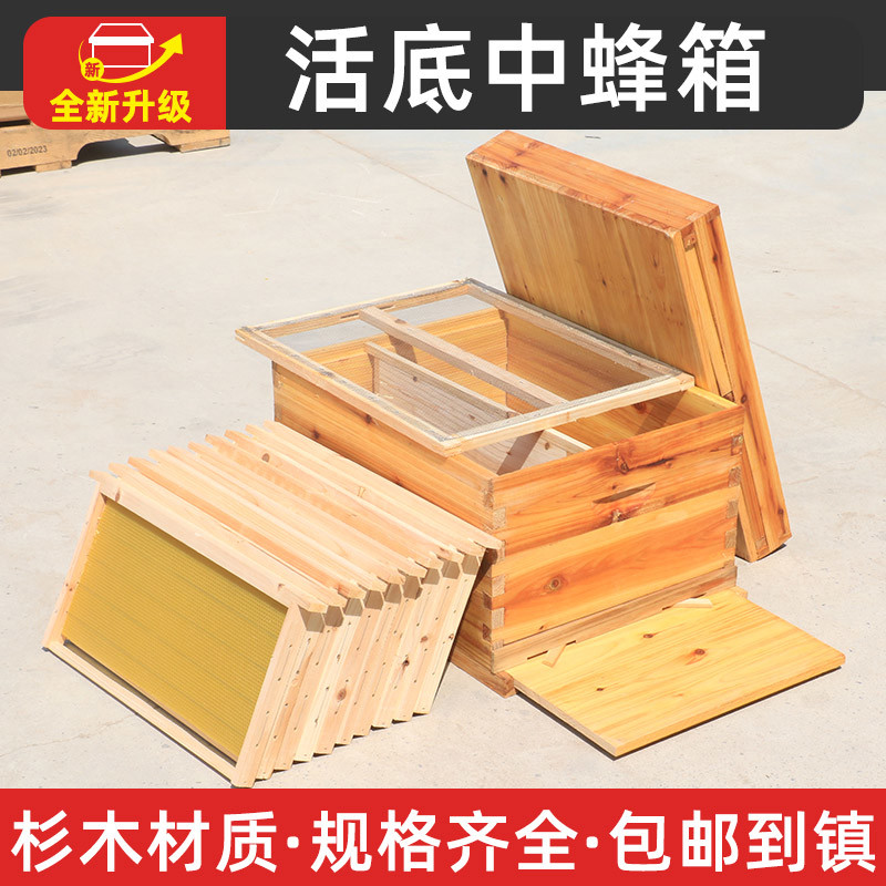 蜂箱可推拉活动箱底煮蜡平箱杉木十框蜂箱蜜蜂箱养蜂工具